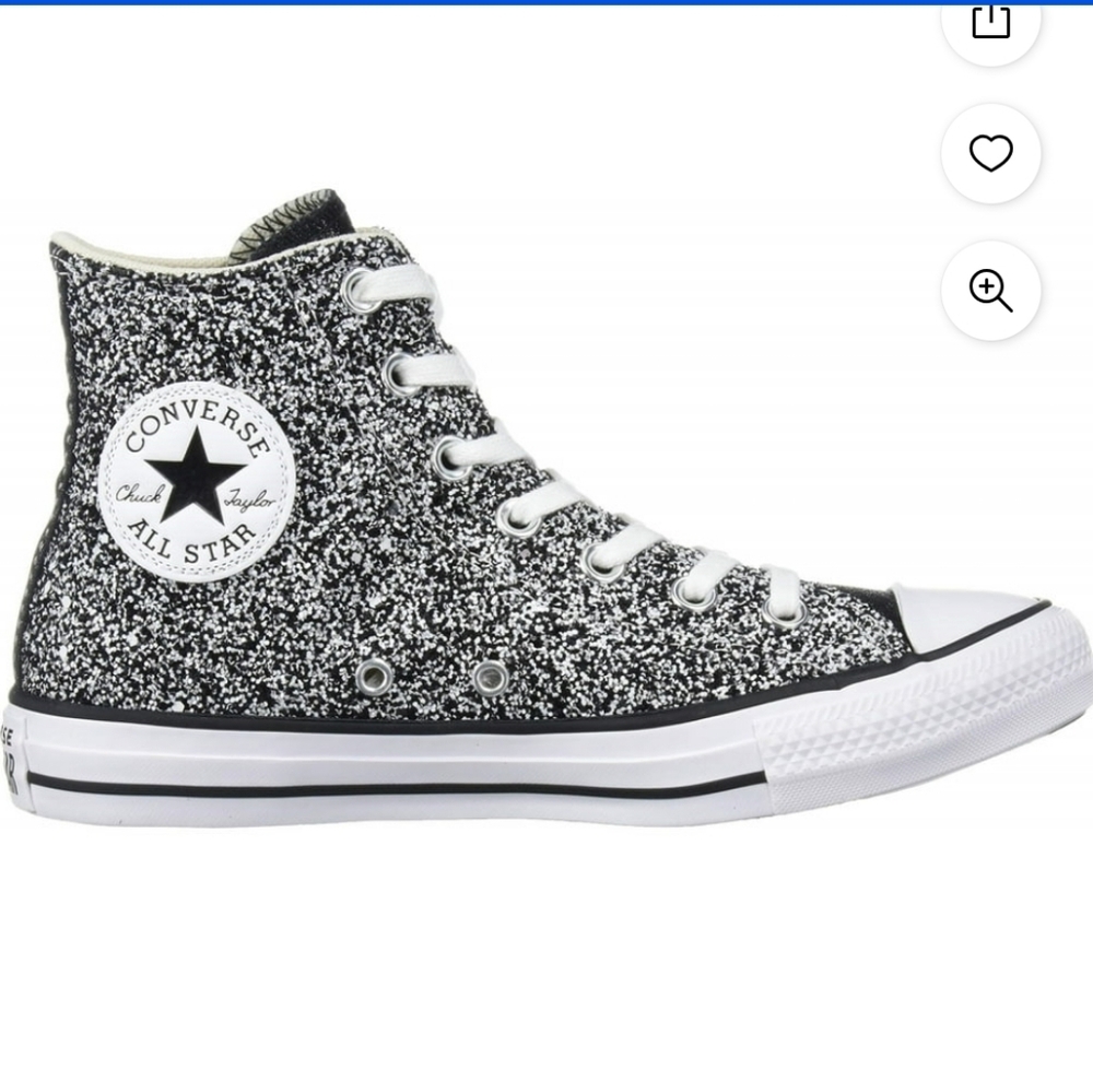 Converse All Star High Top Sneakers - Black/White Glitter Size Women 10